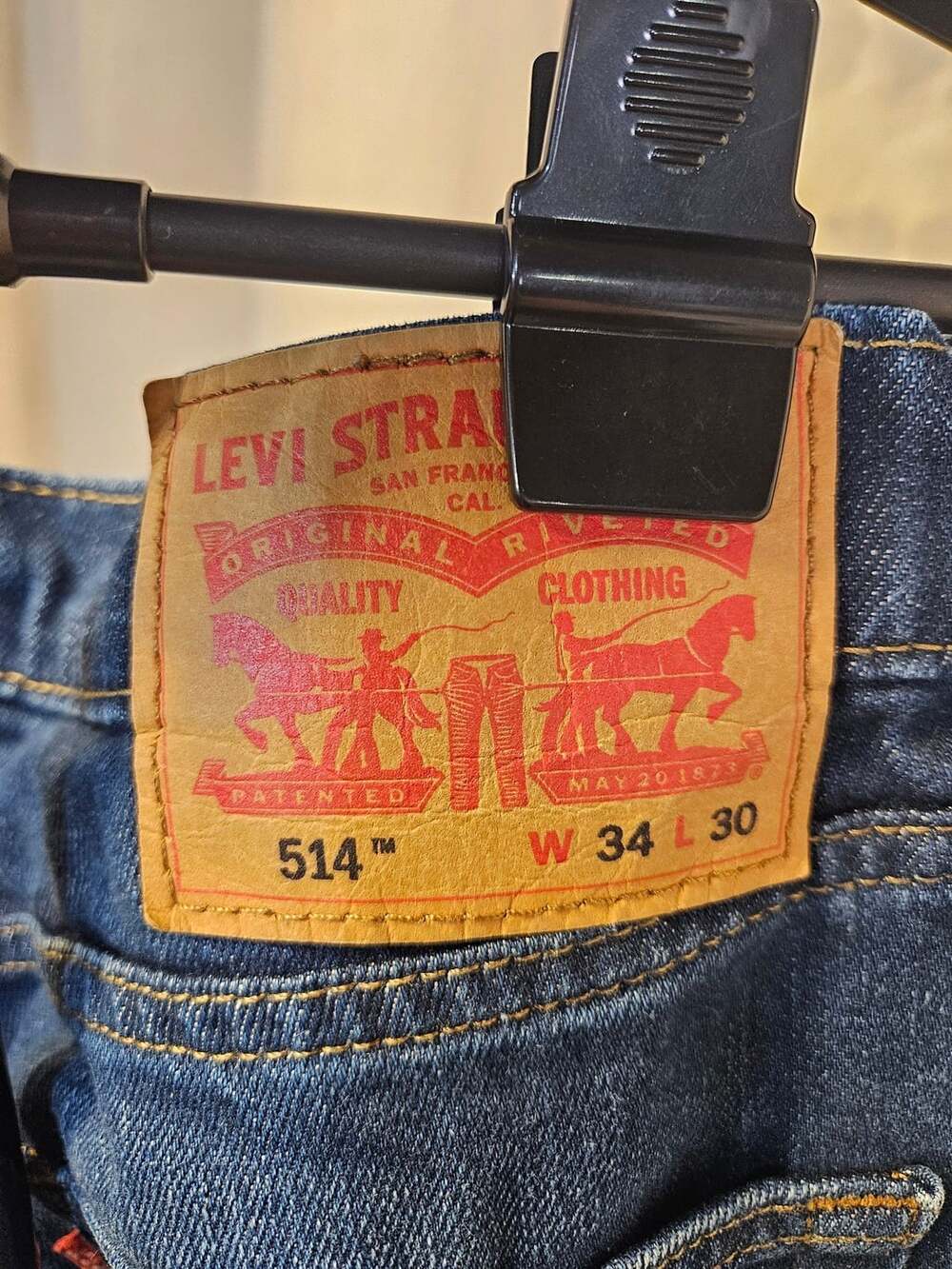 Levi's 514 Straight Jeans Size W34 L30 Blue Denim - Picture 4 of 6